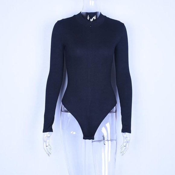 Long Sleeve Women Front or Back Zipper Bodysuit - Picture 3 of 7